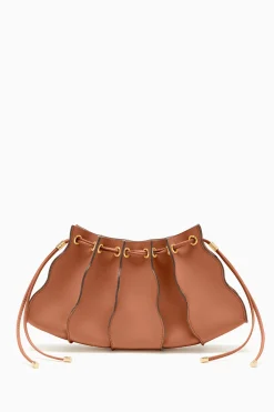 Outlet Ulla Johnson Adria Pleated Wave Clutch Pecan Brown