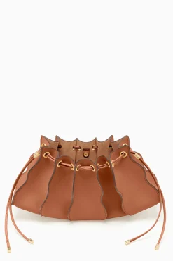 Outlet Ulla Johnson Adria Pleated Wave Clutch Pecan Brown
