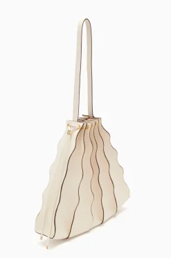 New Ulla Johnson Adria Pleated Wave Tote Alabaster