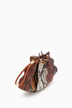 Clearance Ulla Johnson Adria Pleated Wave Wristlet Umber Embossed Colorblock