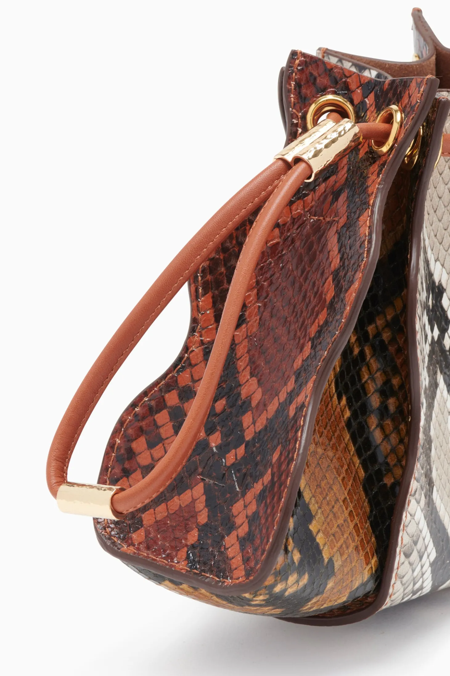 Clearance Ulla Johnson Adria Pleated Wave Wristlet Umber Embossed Colorblock