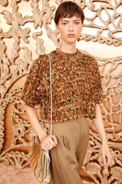 Store Ulla Johnson Carmella Blouse Tiger's Eye