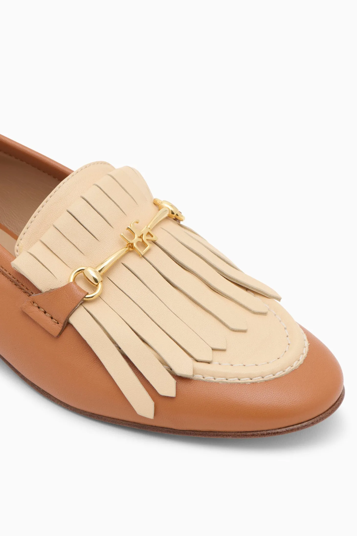 Cheap Ulla Johnson Greta Fringe Loafer Pecan Brown Colorblock