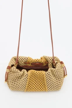Clearance Ulla Johnson Remy Mini Soft Clutch Raffia Stripe