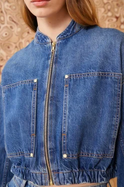 New Ulla Johnson The Alessa Jacket Danube Medium Indigo Wash