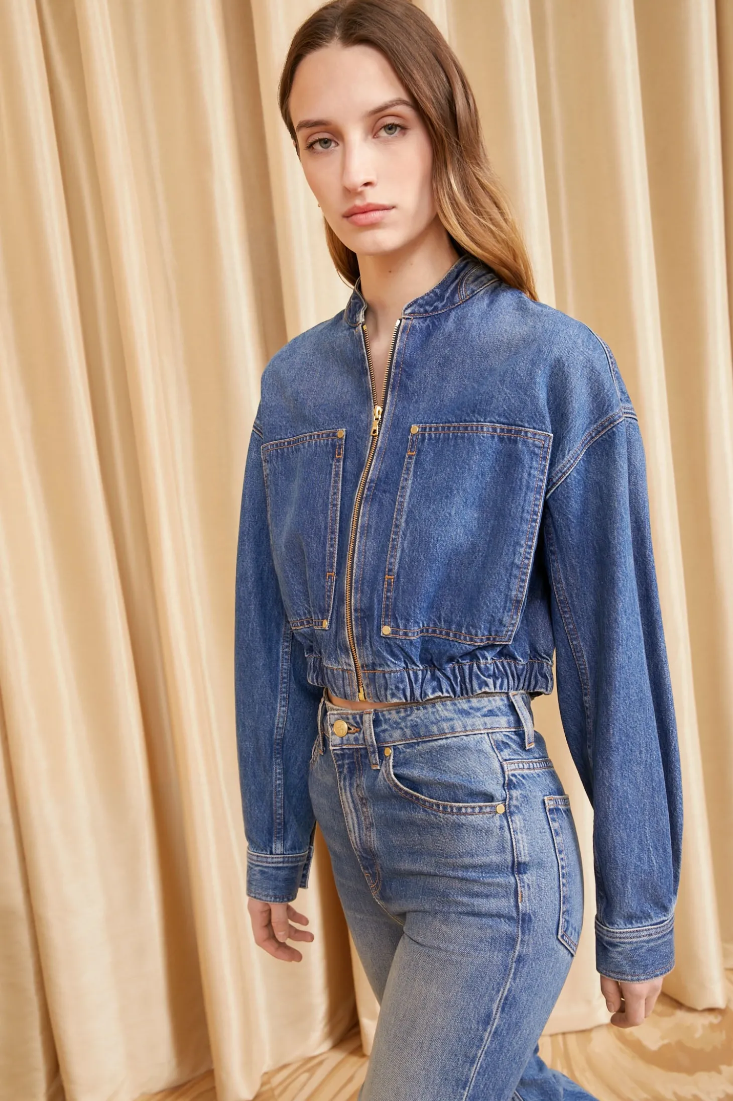 New Ulla Johnson The Alessa Jacket Danube Medium Indigo Wash