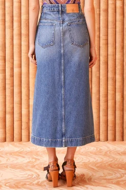 Online Ulla Johnson The Bea Skirt Danube Medium Indigo Wash