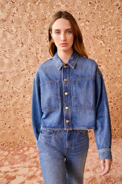 Discount Ulla Johnson The Bobbi Jacket Danube Medium Indigo Wash